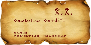 Kosztolicz Kornél névjegykártya